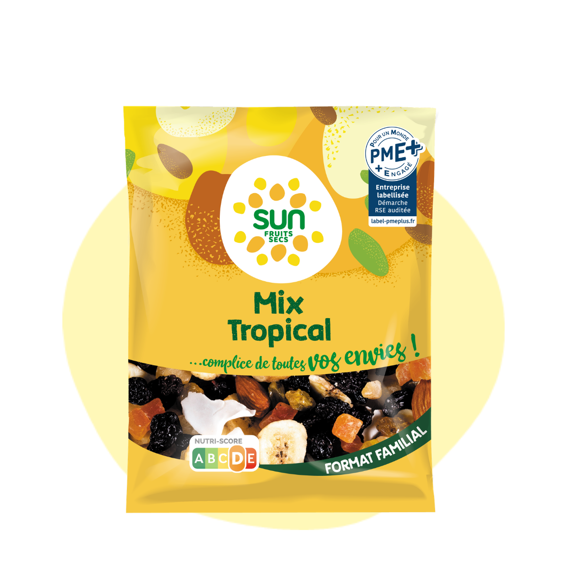 Mélange Tropical  - raisins, bananes, ananas, papayes, amandes et noix de coco - 500 g