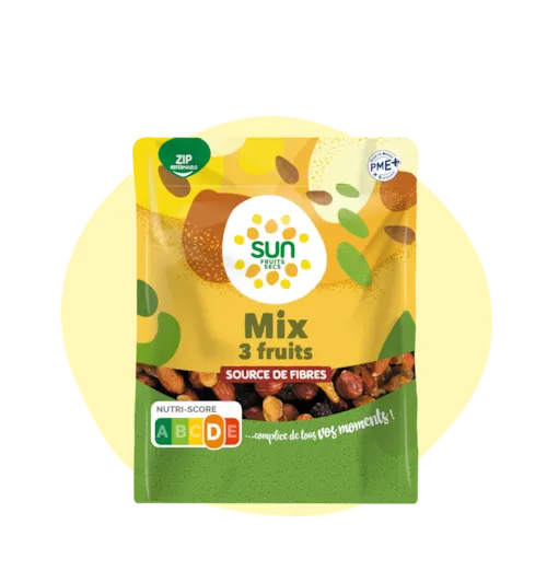 Mélange 3 fruits - raisins, noisettes, amandes