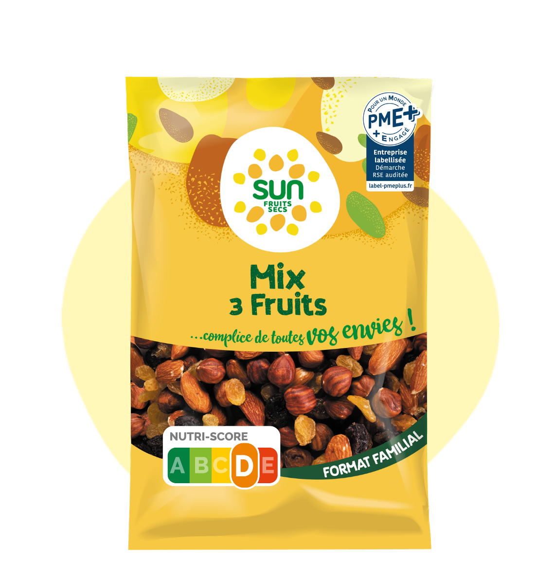 Mélange 3 fruits - raisins, noisettes, amandes - 500 g