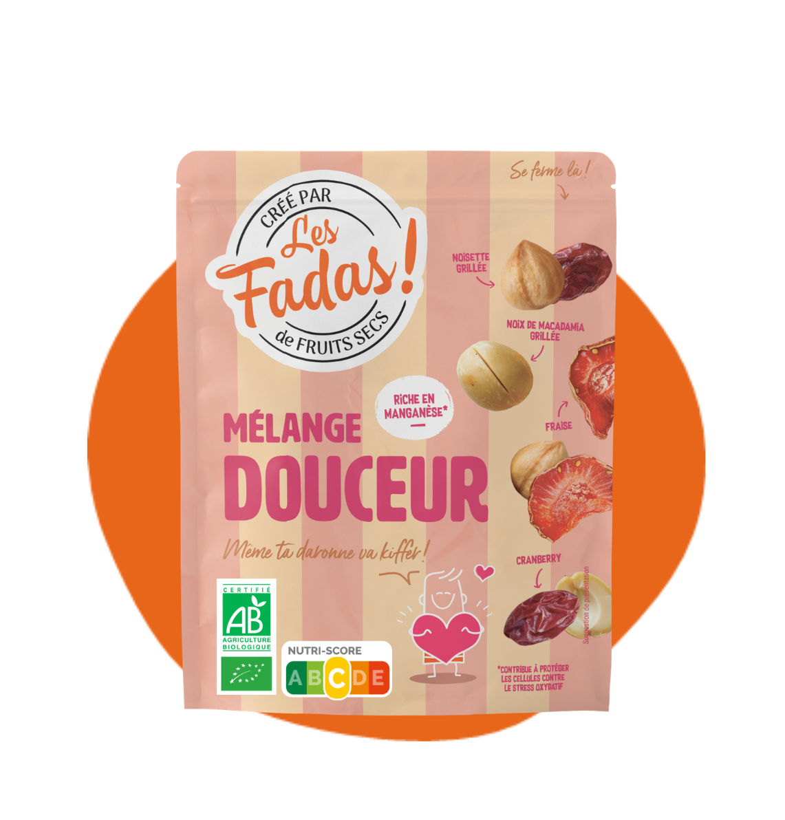 Mélange Douceur - Bio - Noisettes, Noix de Macadamia, Fraises, Cranberry - 100 g