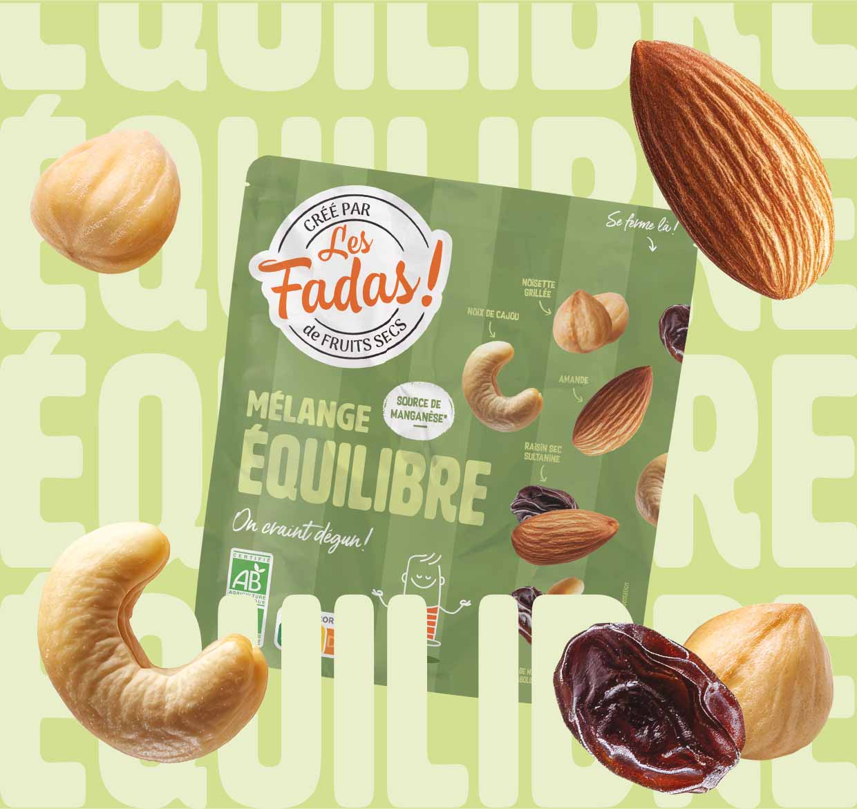 Mélange Équilibre - Bio - Raisins, noix de cajou, amandes, noisettes - 145 g