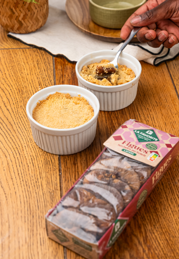 Crumble croustillant aux figues séchées et au miel