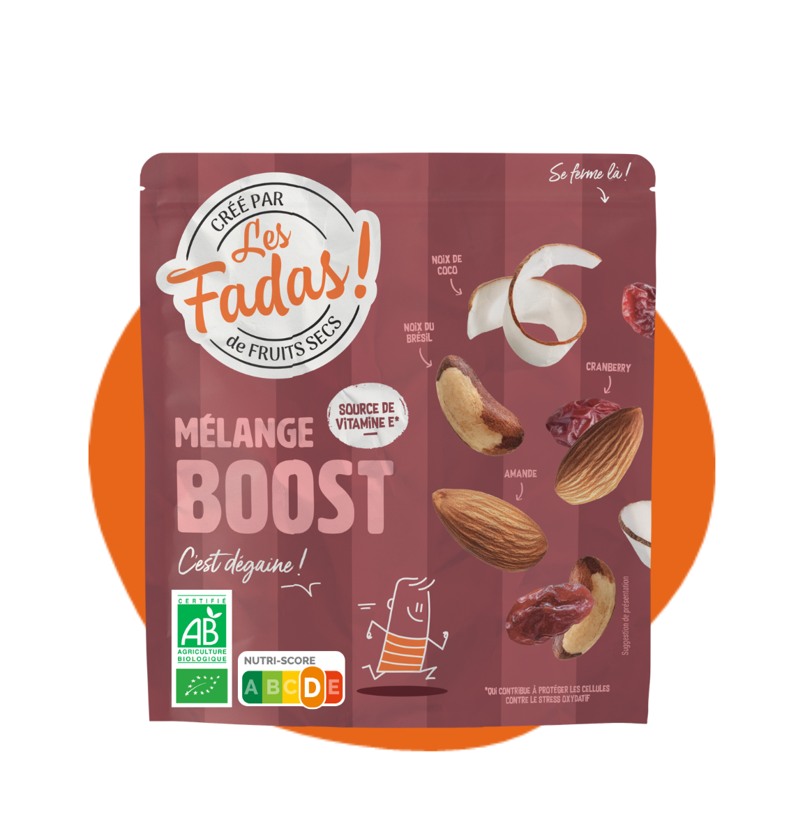 Mélange Boost - Bio - Amande, Cranberries, Noix du Brésil, Noix de coco - 145 g