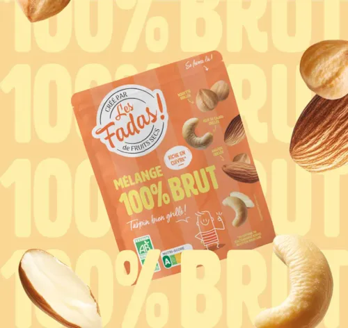 Mélange 100% Brut - Bio - Noisettes, Noix de cajou, Amandes - 125 g