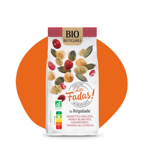 Mix La Régalade Bio - noisettes, mûres blanches, cranberries et graines de courge