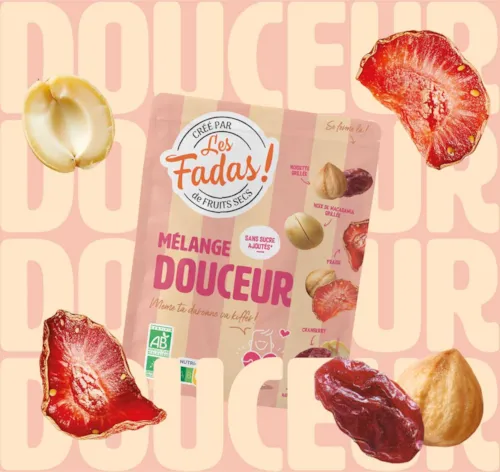 Mélange Douceur - Bio - Noisettes, Noix de Macadamia, Fraises, Cranberry - 100 g