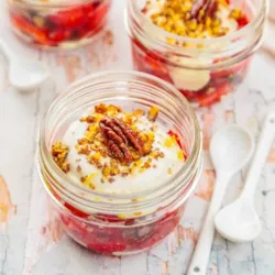 Tartare de fraises, noix de pécan caramélisées et chantilly ricotta