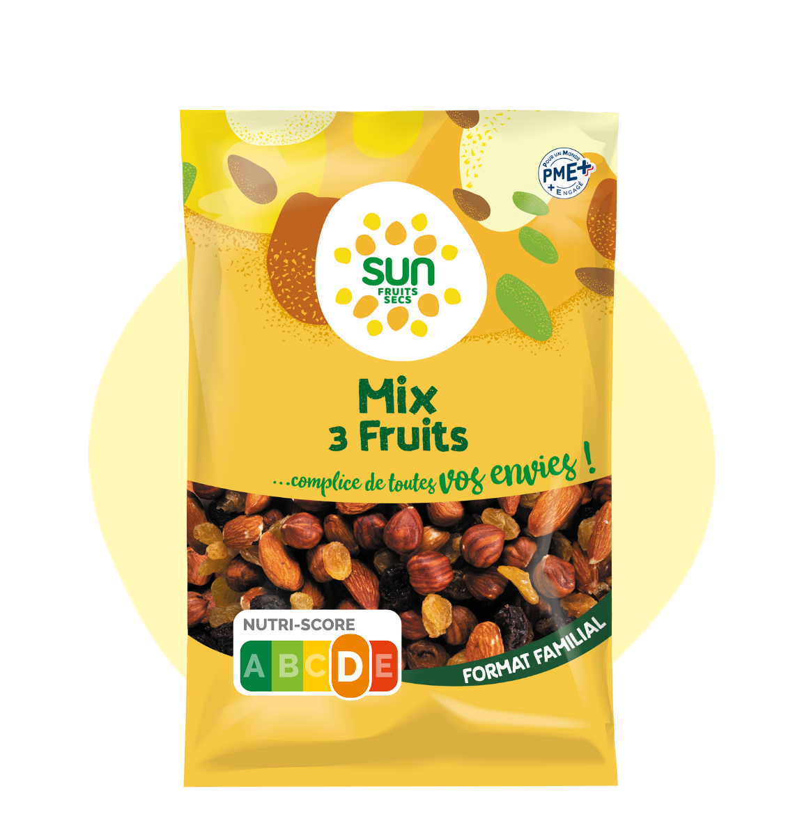 Mélange 3 fruits - raisins, noisettes, amandes - 500 g