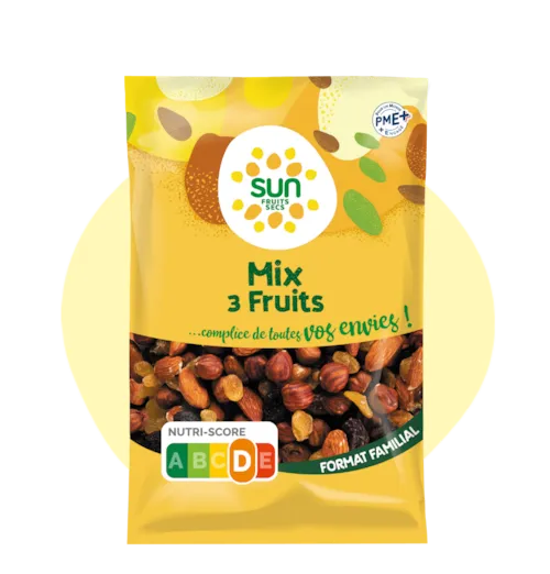 Mélange 3 fruits - raisins, noisettes, amandes - 500 g