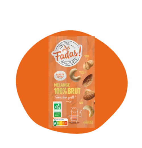 Mélange 100% Brut - Bio - Noisettes, Noix de cajou, Amandes - Pocket