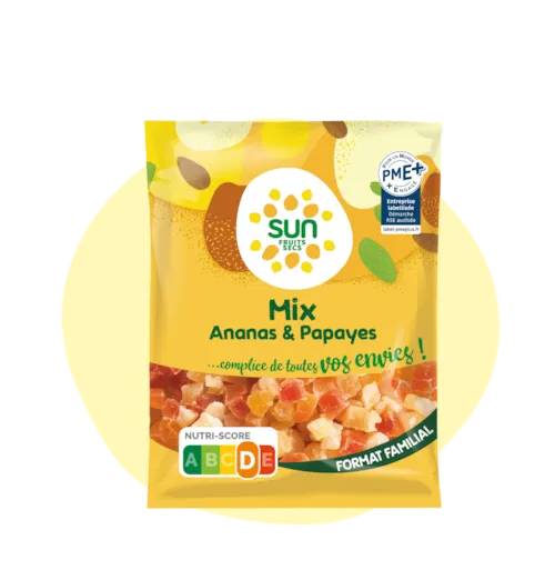 Cubes d'ananas et de papayes - 250 g
