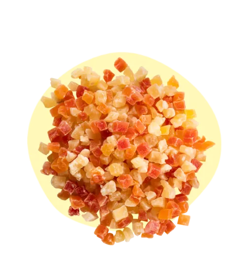 Cubes d'ananas et de papayes